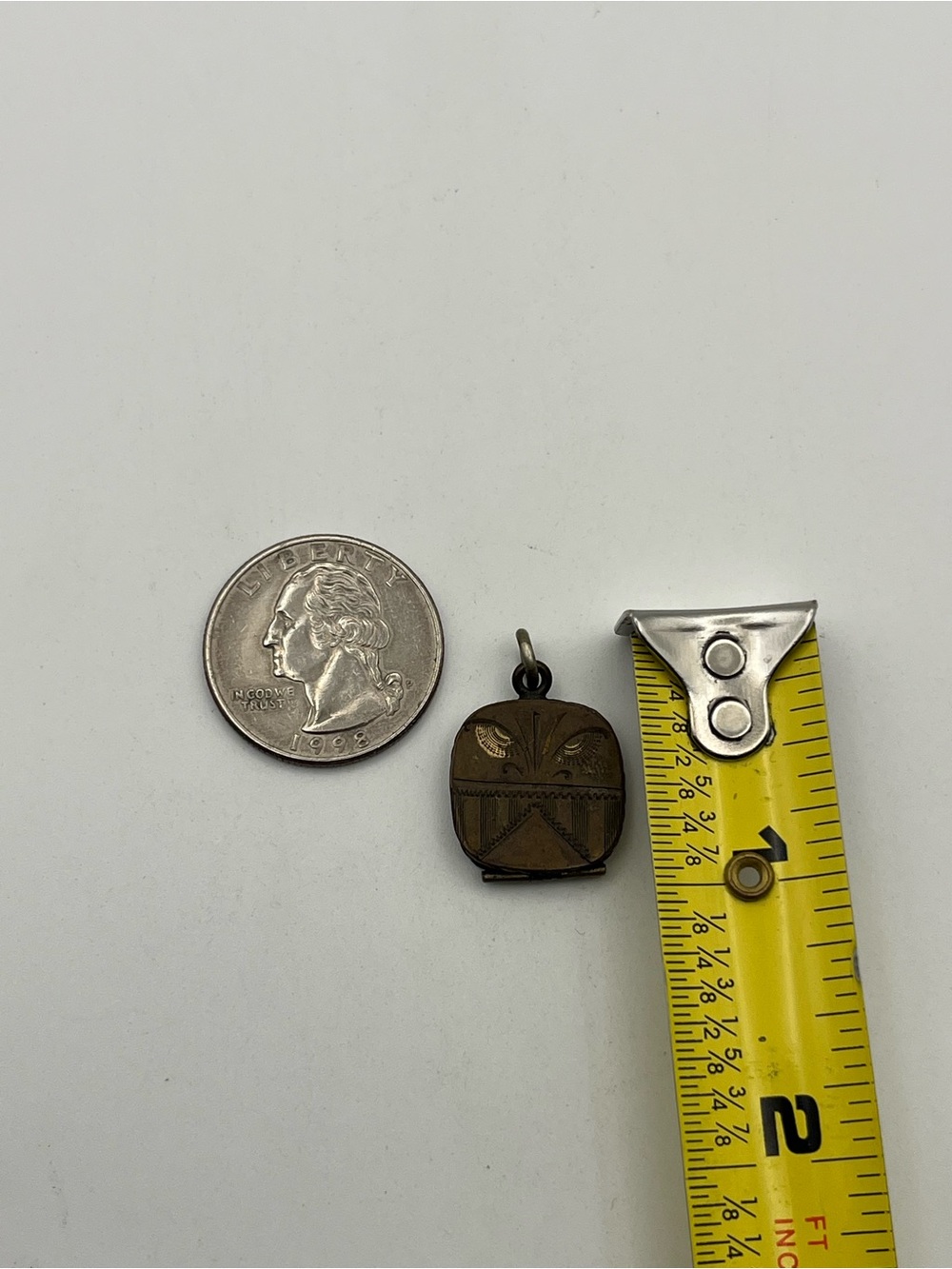 SKM & Co Victorian gold tone square locket pocket watch fob engraved DAMAGED - Picture 10 of 15